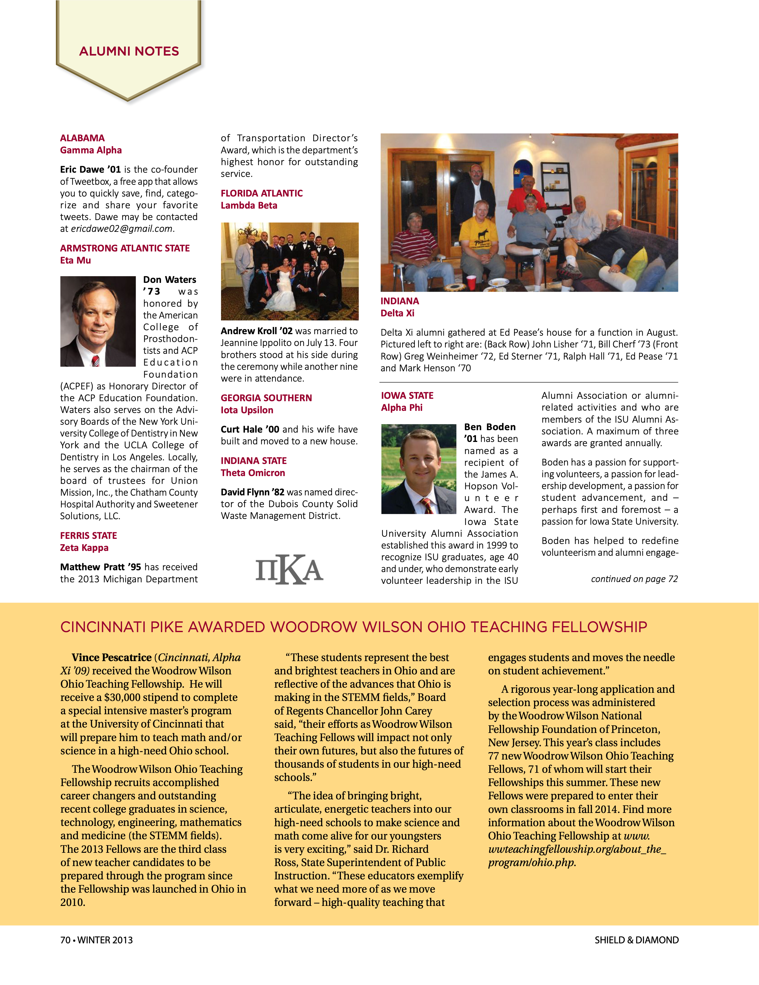 Alumni Notes, Winter 2013